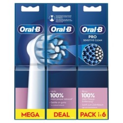 ORAL-B CEPILLO ELECTRICO PRO SENSITIVE CLEAN RECAMBIO PACK 6 CABEZALES