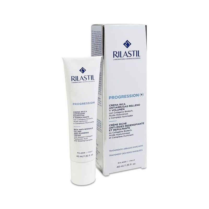 Dermofarm RILASTIL PROGRESSION(+) CREMA RICA ANTIARRUGAS 40 ML - Mejora Arrugas, Firmeza y Luminosidad