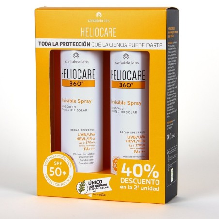 Cantabria Labs Heliocare 360 Spray Invisible SPF50+ Pack Duplo 200 Ml - Protección Solar Avanzada
