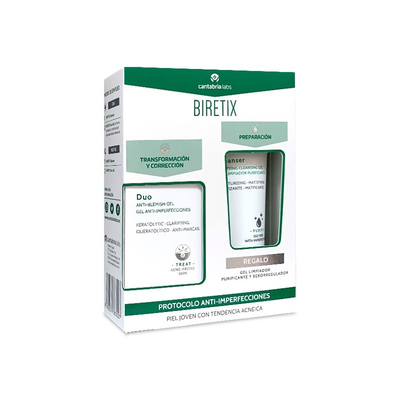 Cantabria Labs Exfoliante Purificante Biretix Duo Gel 30ml + Regalo Cleanser 75ml - Renovación Celular Efectiva - Prevención de Imperfecciones