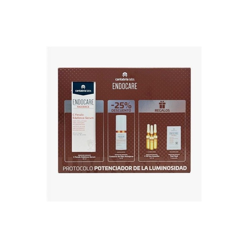 ENDOCARE RADIANCE PACK C FERULIC SERUM 30 ML +(CONTORNO OJOS 15 ML + AMPOLLAS 3X2ML + PEEL MASK 1 U)