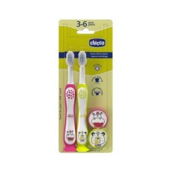 CHICCO CEPILLOS DENTAL ROSA + AMARILLO 3-6 AÑOS