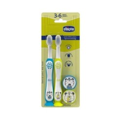 CHICCO CEPILLOS DENTAL AZUL + AMARILLO 3-6 AÑOS