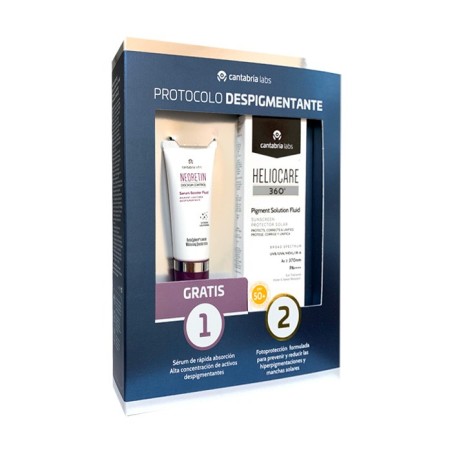 Cantabria Labs - Protección Solar Completa - HELIOCARE 360º PIGMENT SOLUTION FLUID 50 ML + NEORETIN DISCROM CONTROL SERUM 15 ML - Tratamiento Despigmentante - Manchas y Defectos