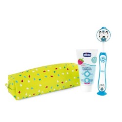 CHICCO SET VERDE CEPILLO DENTAL ROSA + PASTA 3-6 AÑOS