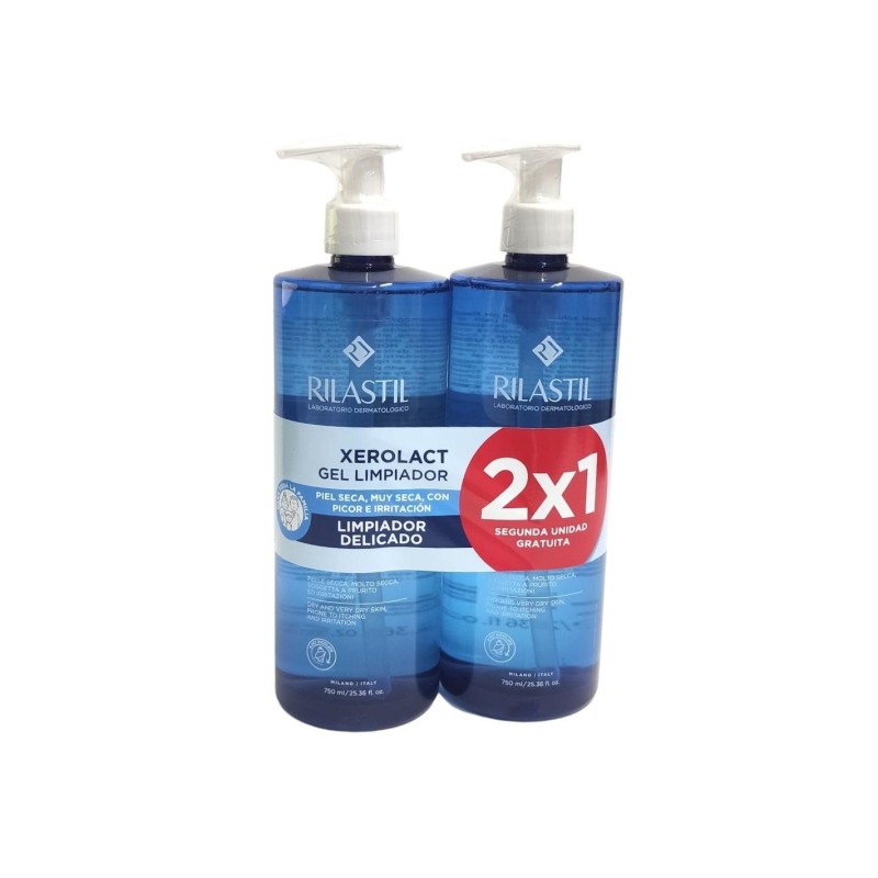 RILASTIL XEROLACT GEL LIMPIADOR PIEL SECA E IRRITADO 2 X 750 ML 2ª UND GRATIS