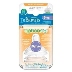 DR BROWN`S TETINA SILICONA BOCA ANCHA NATURAL N4 2U +9M