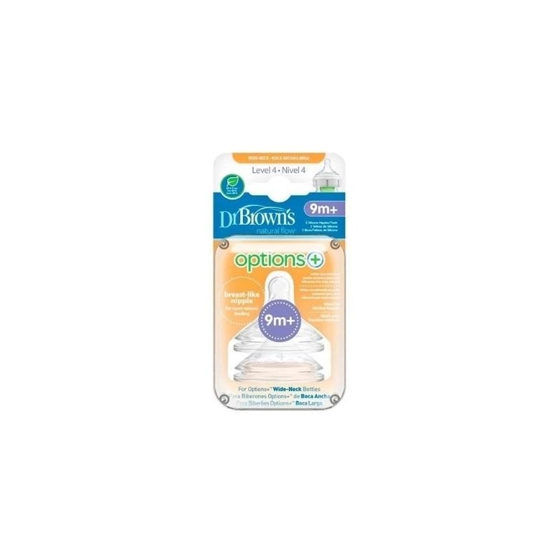 DR BROWN`S TETINA SILICONA BOCA ANCHA NATURAL N4 2U +9M