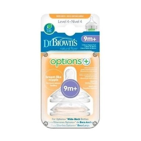 DR BROWN`S TETINA SILICONA BOCA ANCHA NATURAL N4 2U +9M