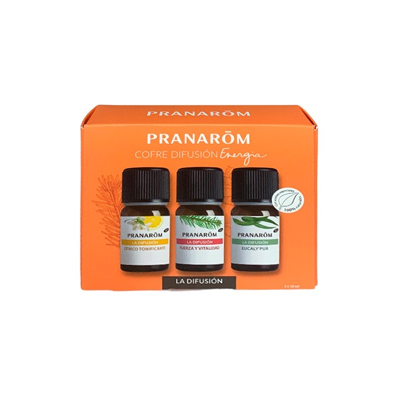 PRANAROM COFRE LA DIFUSION ENERGIA (EUCALYPUR + FUERZA Y VITALIDAD + CITRICO TONIFICANTE) 3 X 10 ML