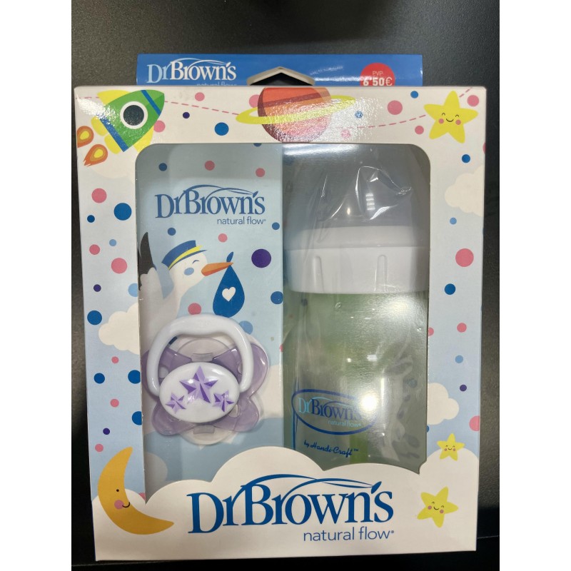 DR BROWNS PACK RECIÉN NACIDO +0M BIBERÓN 150 ML +CHUPETE 0-6 M