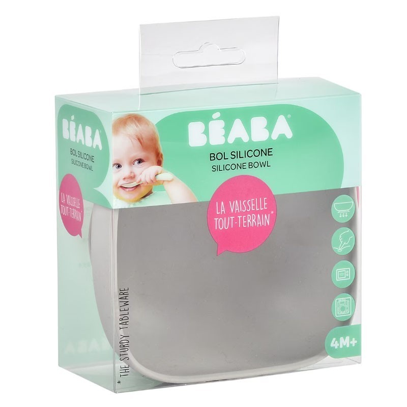 Suavinex Bol Silicona con Ventosa Gris +4M