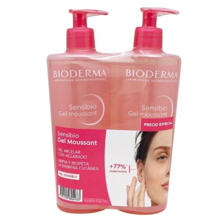 Bioderma Sensibio Gel Moussant 2x500 Ml - Limpia en Profundidad y Elimina el Maquillaje - Para Pieles Sensibles