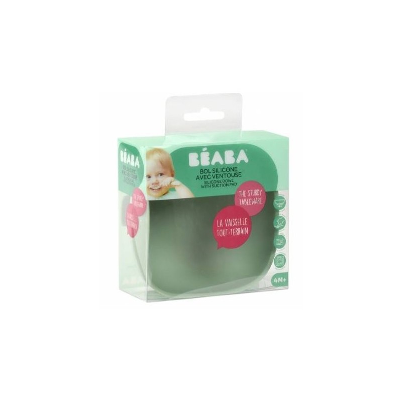 Suavinex BEABA BOL SILICONA CON VENTOSA VERDE SALVIA +4M