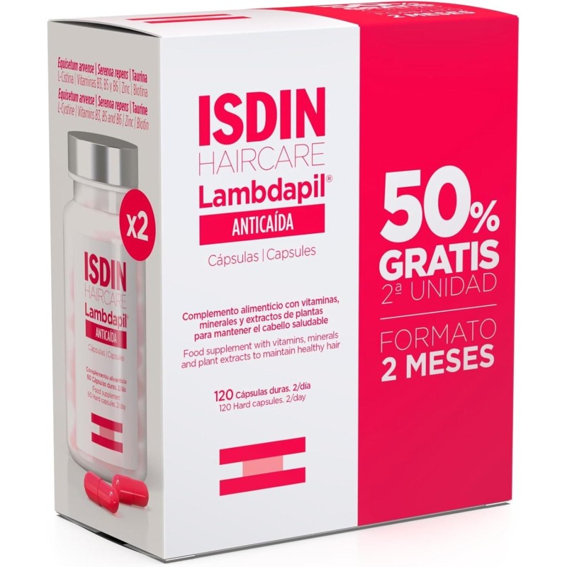 ISDIN LAMBDAPIL ANTICAIDA VITAMINAS DUPLO 2X60 CAPS 50% DTO 2ª UNID