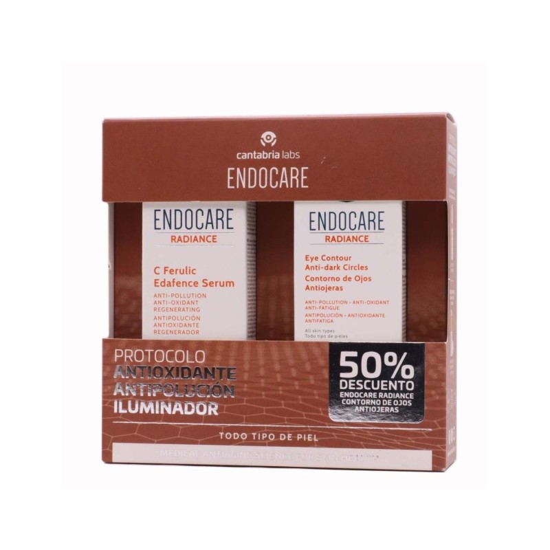 Cantabria Labs Pack Endocare C Ferulic Edafence Serum 30ml + Contorno Ojos Radiance 15ml - Tratamiento Antioxidante para la Piel