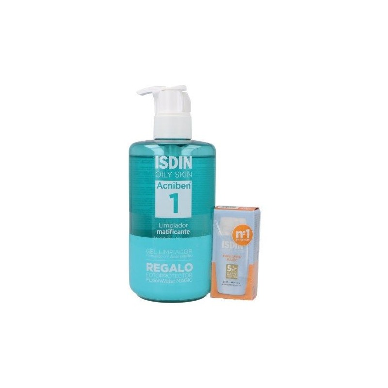 ISDIN ACNIBEN OLY SKIN LIMPIADOR MATIFICANTE + REGALO PROTECTOR FUSION WATER MAGIC 10 ML