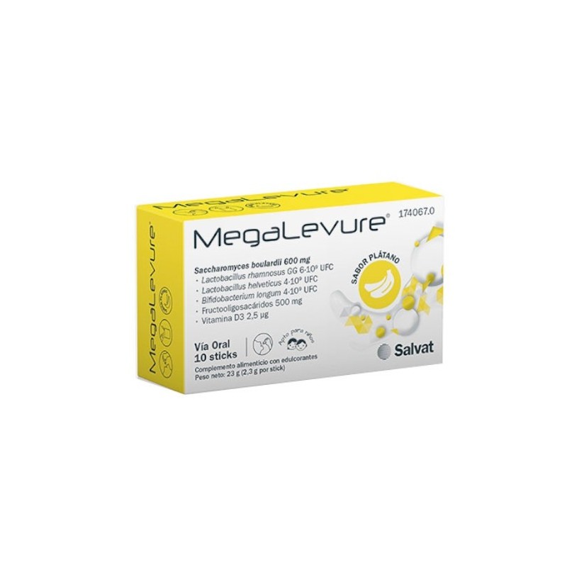 Megalevure 10 Sticks Salvat - Complemento Alimenticio Sabor Plátano - Equilibra Flora Intestinal