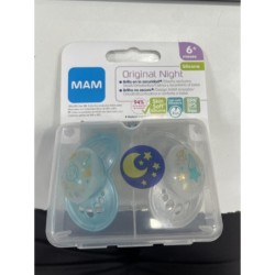 MAM CHUPETE SILICONA FISIOLOGICO ORIGINAL NIGHT + 6 MESES 2U