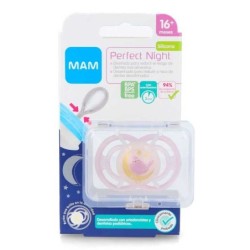 MAM CHUPETE SILICONA FISIOLOGICO PERFECT NIGHT +16 MESES ROSA