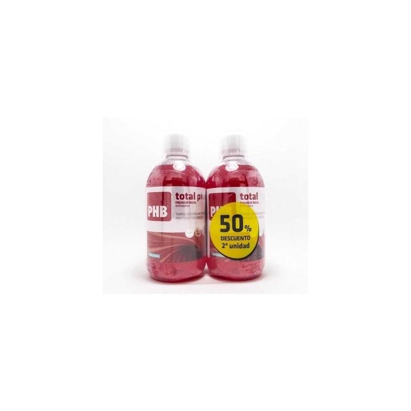 PHB TOTAL PLUS ENJUAGUE BUCAL DUPLO 2X500 ML 2ª UNID 50%