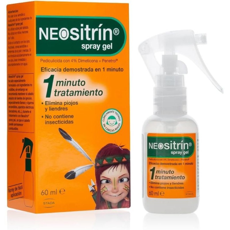 Stada Spray Gel Antipiojos NEOSITRIN 100 ML - Elimina Piojos y Liendres - Sin Insecticidas