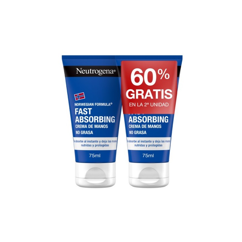 NEUTROGENA CREMA DE MANOS RAPIDA ABSORCION DUPLO 2X75 ML (60% GRATIS 2ª UNID)