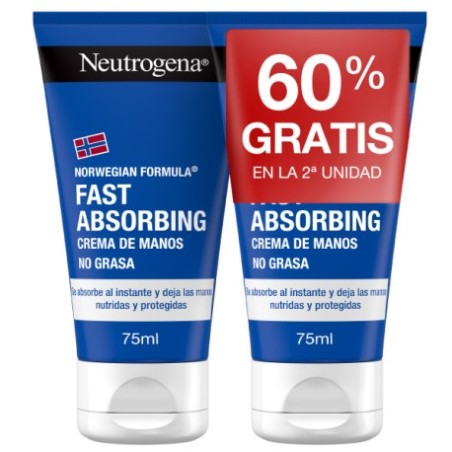 NEUTROGENA CREMA DE MANOS RAPIDA ABSORCION DUPLO 2X75 ML (60% GRATIS 2ª UNID)