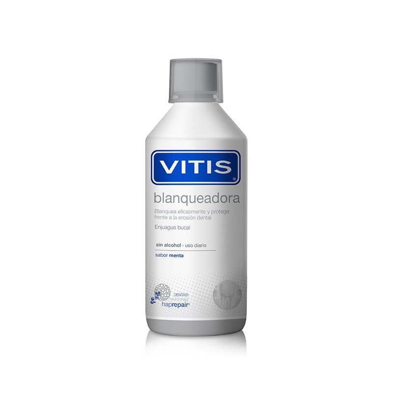 Dentaid Colutorio Dental Blanqueador VITIS 500 ML - Blanquea Sin Dañar Esmalte - Previene Sensibilidad Dental - Elimina Manchas y Previene Formación - Refuerza Acción de la Pasta