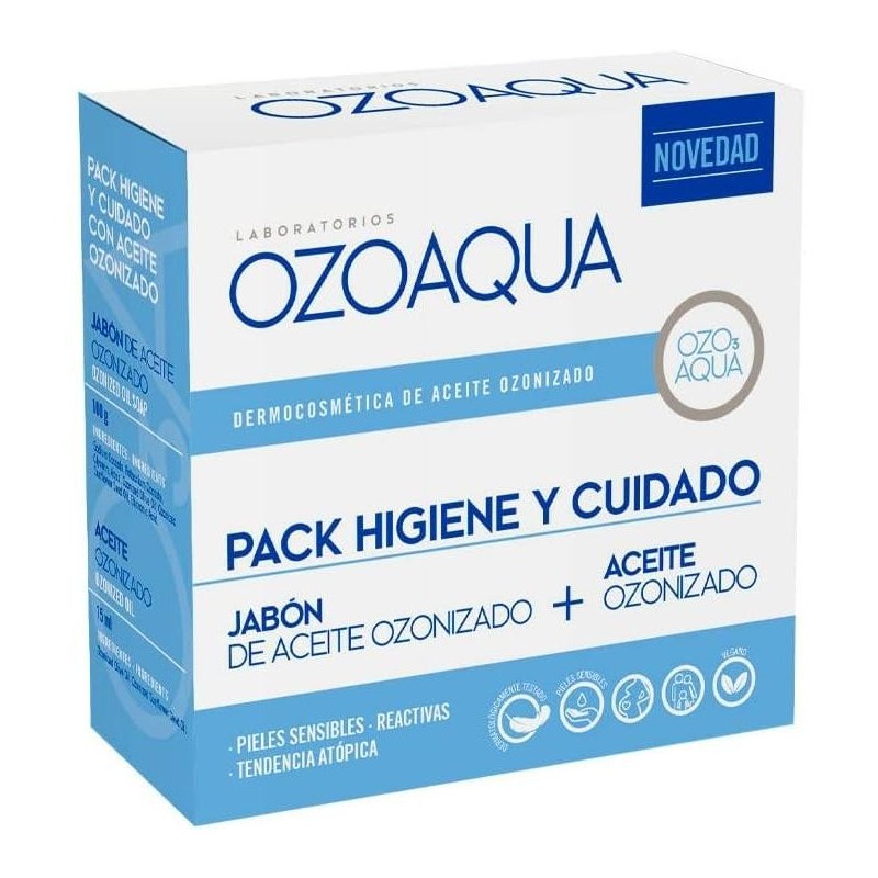 OZOAQUA PACK HIGIENE Y CUIDADO ACEITE OZONIZADO 15 ML + JABON DE ACEITE OZONO 100 G