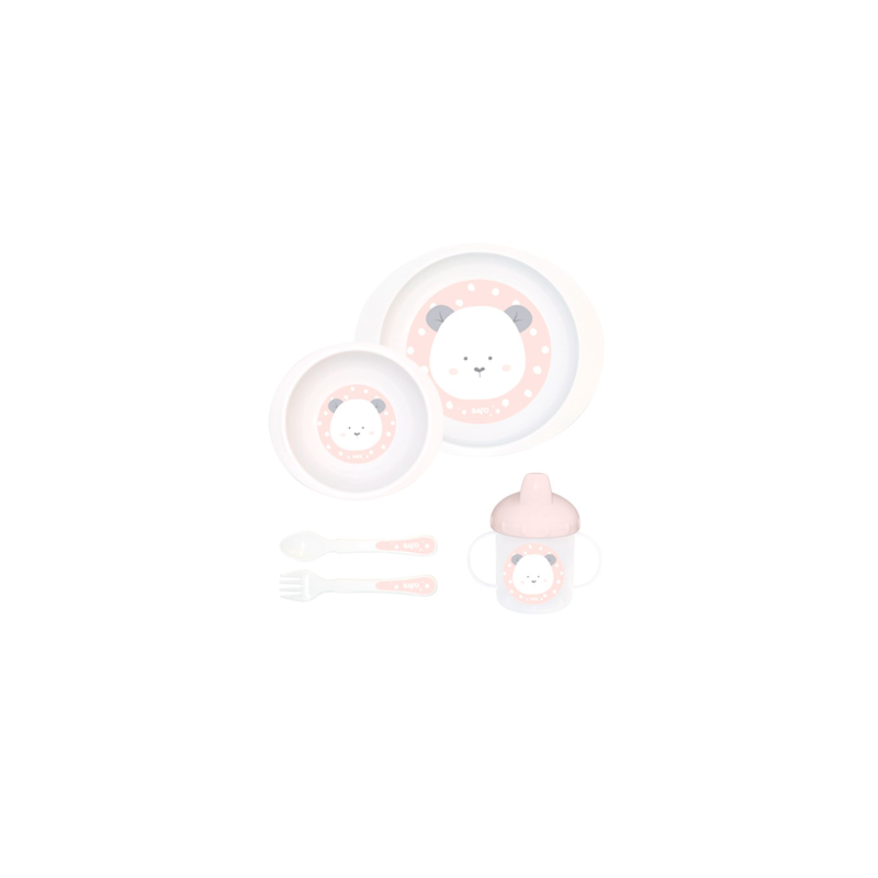 SARO VAJILLA INFANTIL POCKET 5 PIEZAS SWEET & FUN ROSA