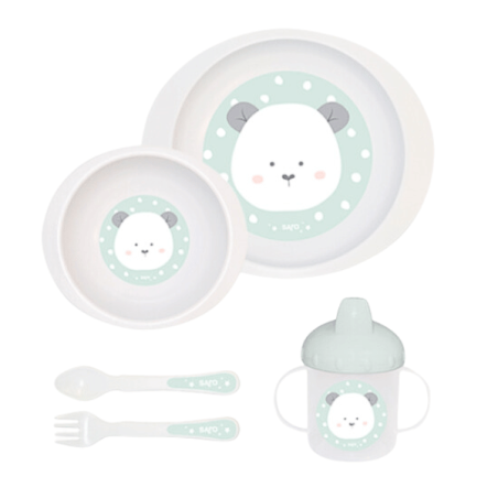 SARO VAJILLA INFANTIL POCKET 5 PIEZAS SWEET & FUN VERDE