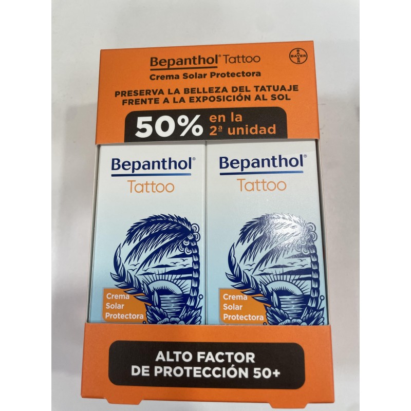 BEPANTHOL TATTOO CREMA SOLAR PROTECTORA SPF50+ DUPLO 2 X 50 ML (50% DTO 2ª UNID)
