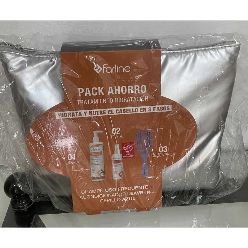 FARLINE NECESER CHAMPU USO FRECUENTE 500 ML + ACONDICIONADOR LEAVE-IN + CEPILLO