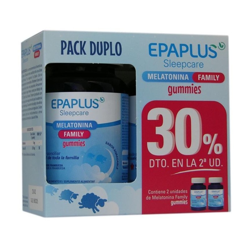 EPAPLUS SLEEPCARE MELATONINA FAMILY PACK DUPLO 50 GUMMIES 30% 2ªUND