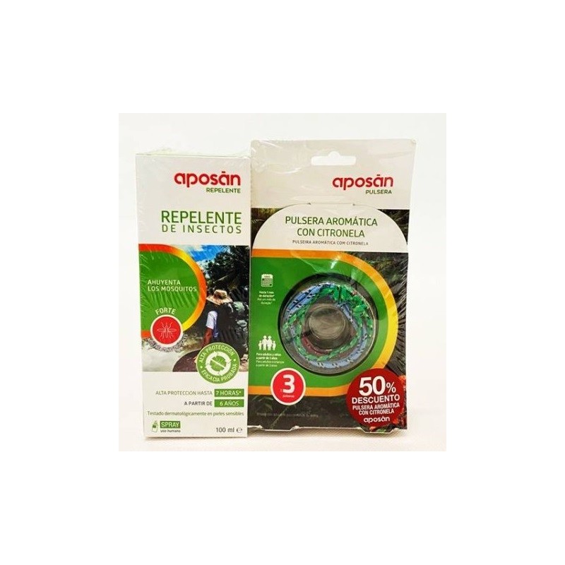 APOSAN REPELENTE DE MOSQUITOS  FORTE + PULSERA CITRONELA 50% DTO