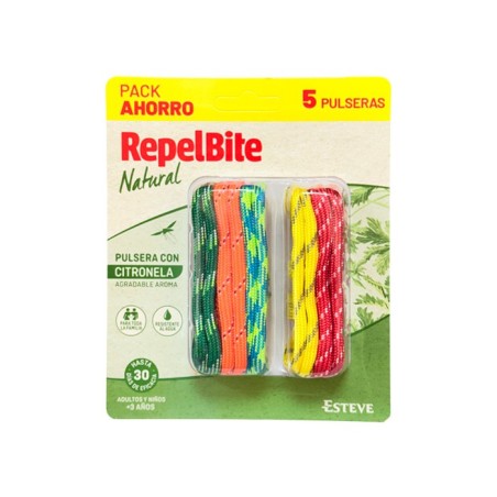 REPEL BITE NATURAL PULSERA DE CUERDA CON CITRONELA 5 UNIDADES