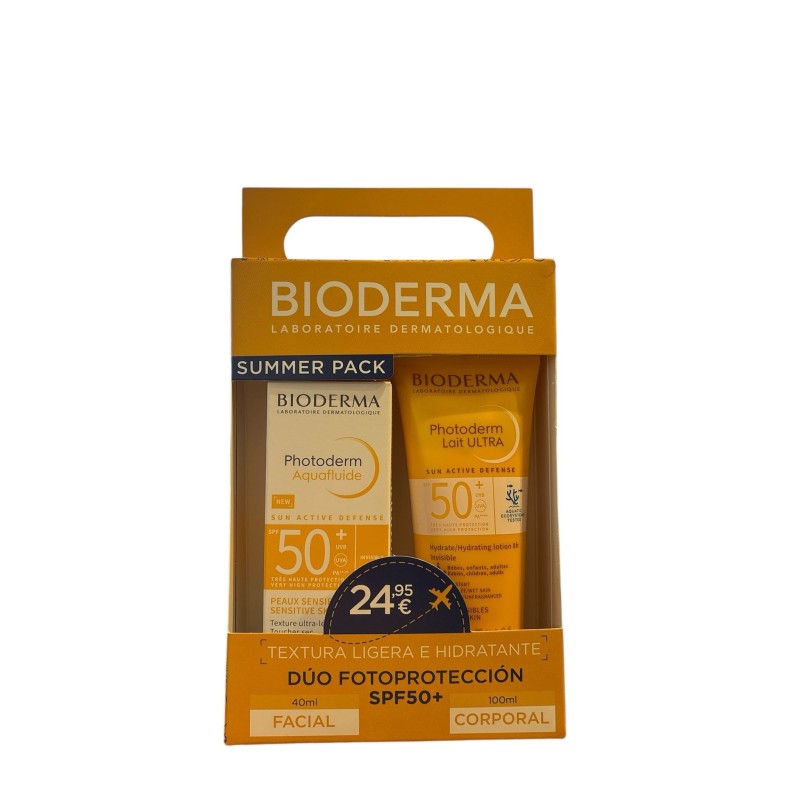 BIODERMA PHOTODERM AQUAFLUIDE SPF50+ 40ML + LECHE CORPORAL ULTRA SPF50+ 100 ML PACK SUMMER