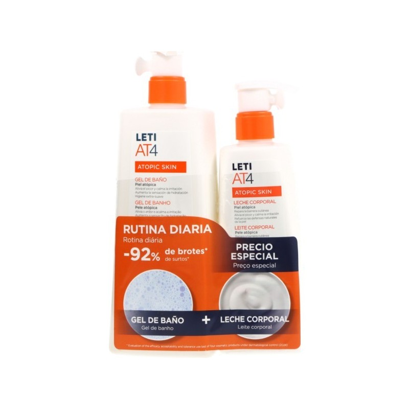 LETI AT 4 GEL BAÑO DERMOGRASO 500 ML + LECHE CORPORAL 250 ML