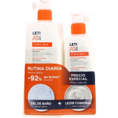 LETI AT 4 GEL BAÑO DERMOGRASO 500 ML + LECHE CORPORAL 250 ML