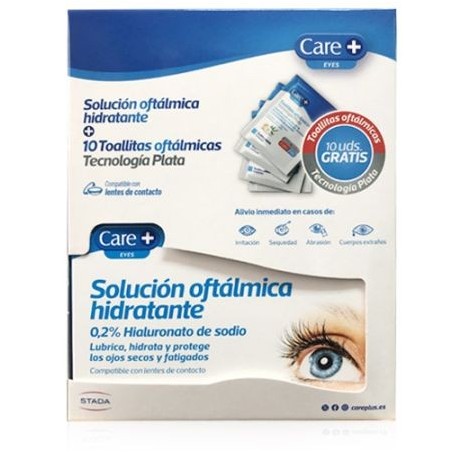 STADA CARE+ SOLUCION OFTALMICA HIDRATANTE 0.2% 10 ML + TOALLITAS PLATA REGALO 10 UND (CADUCIDAD 8/25)