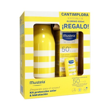 MUSTELA LECHE SOLAR MUY ALTA PROTECCION SPF50+ 100 ML + STICK SOLAR SPF50 9ML + REGALO CANTIMPLORA