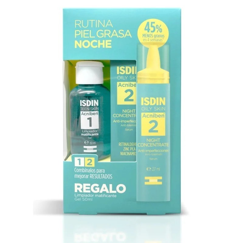 ISDIN ACNIBEN RUTINA NOCHE PIEL GRASA SERUM ANTI-IMPERFECCIONES 27 ML + GEL PURIFICANTE 50 ML REGALO