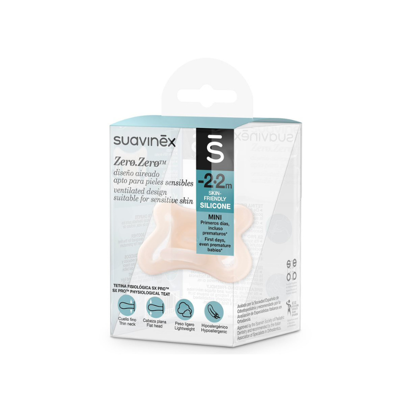 SUAVINEX CHUPETE SILICONA FISIOLOGICO SX PRO ZERO-ZERO -2 MESES