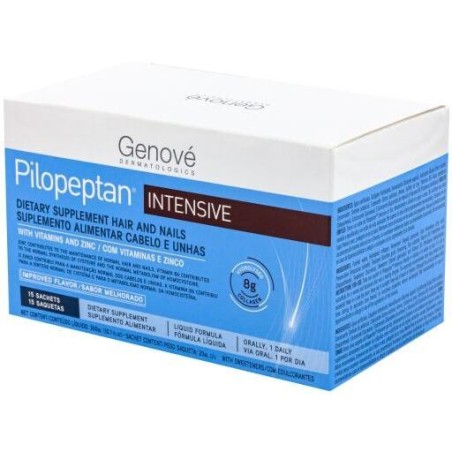 Genove Pilopeptan Intensivo Cabello y Uñas 15 Sobres 20 Ml - Fortalece y Estimula Crecimiento Capilar