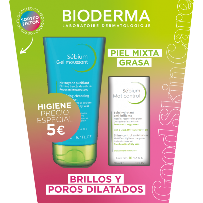 BIODERMA SEBIUM GEL MOUSSANT 200 ML + SEBIUM MAT CONTROL 30 ML (5€)