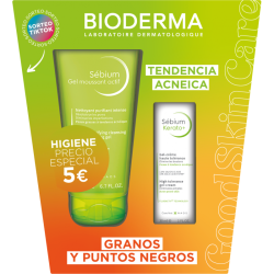 BIODERMA SEBIUM GEL MOUSSANT ACTIF 200 ML + SEBIUM KERATO+ 30 ML (5€)
