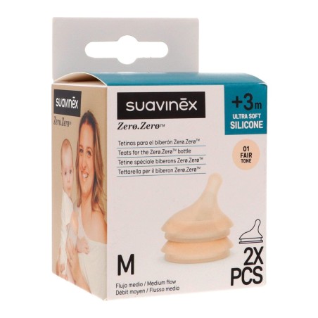 SUAVINEX ZERO ZERO TETINA SILICONA ANTICOLICO FLUJO M 01 FAIR TONE 2 UNID