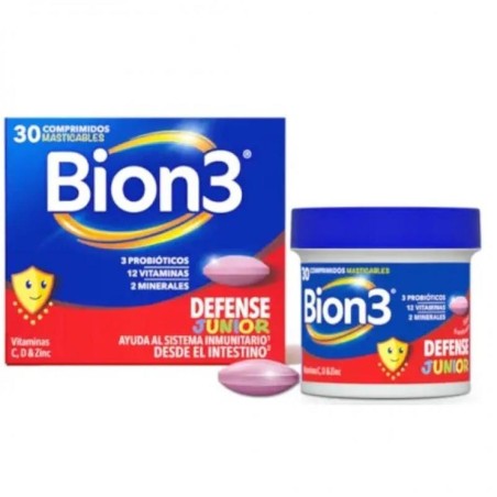 BION 3 DEFENSE JUNIOR 30 COMPRIMIDOS MASTICABLES SABOR FRAMBUESA