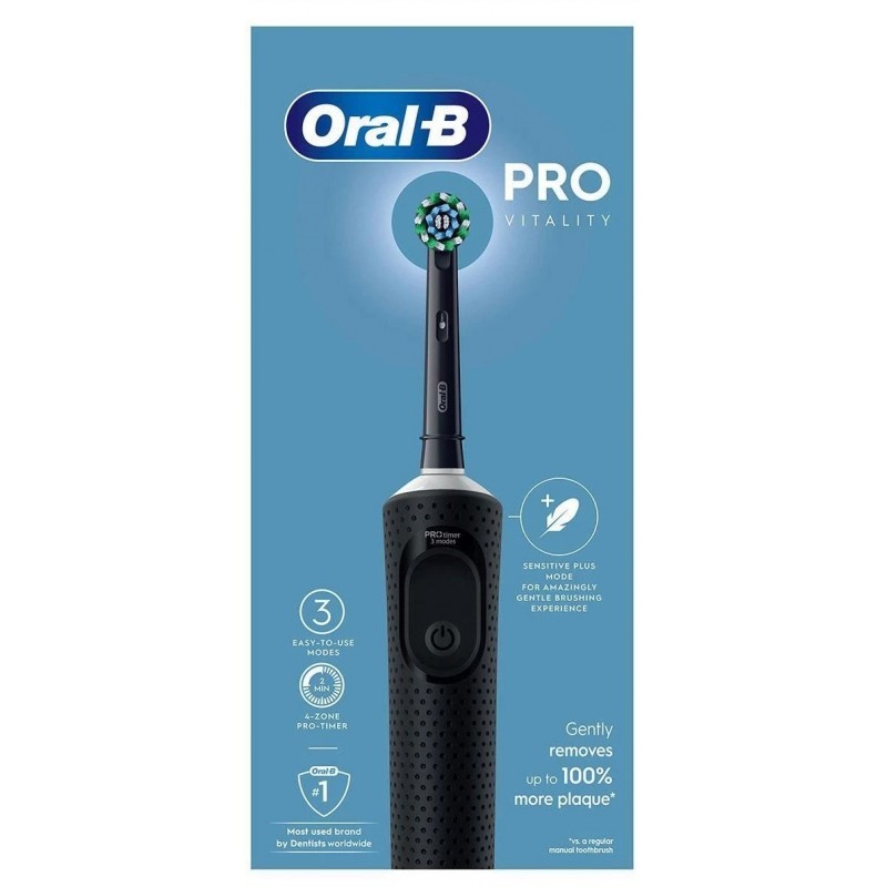 ORAL-B CEPILLO DENTAL ELECTRICO RECARGABLE VITALITY PRO + 2 RECAMBIOS COLOR NEGRO